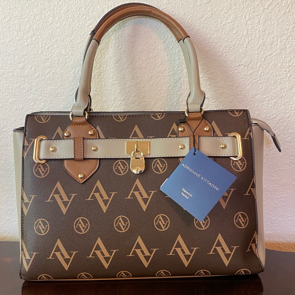 Adrienne Vittadini Beautiful Brown & Tan Satchel NWT